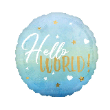 Folieballon Hello World! Blauw (43cm)
