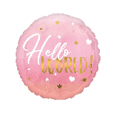 Folieballon Hello World! Roze (43cm)