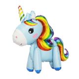 3D Folieballon Unicorn Blauw