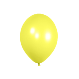 Heldere gele latex ballonnen, niet opgeblazen, verpakt per 50 stuks.