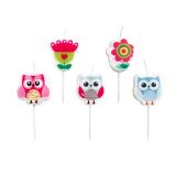 Kaarsjes Uilen + Bloemen (5st)