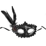 Masker Pailletten & Veren Zwart