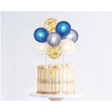 Taarttopper Ballonnen Blauw/Zilver