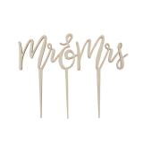 * Houten Taarttopper Mr & Mrs Ginger Ray