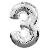 Folie Ballon 3 Zilver 43cm