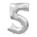 Folie Ballon 5 Zilver 43cm