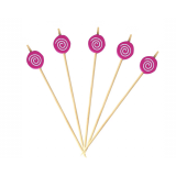 Cocktailprikkers Candy Swirl Hout Roze (24st)