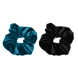 Scrunchie Haarelastiek Turquoise & Zwart (2st) 