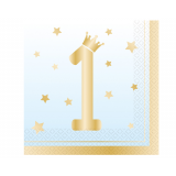 Servetten 1st Birthday Blauw (16st) 