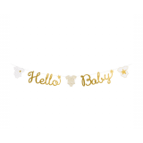 Letterslinger Hello Baby Goud/Wit (160cm)