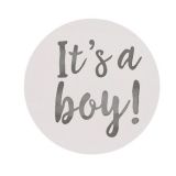 Stickers Rond It's a boy! Zilver (24st)
