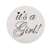 Stickers Rond It's a Girl! Zilver (24st)