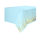 Plastic Tafelkleed Dots Blauw/Goud 