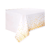Plastic Tafelkleed Dots Wit/Goud