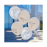 Ballonnen Hen Party Zilver, Wit & Nude Ginger Ray (5st) 