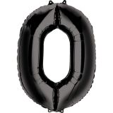 Folieballon Cijfer 0 Zwart XL