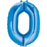 Folieballon Cijfer 0 Blauw XL